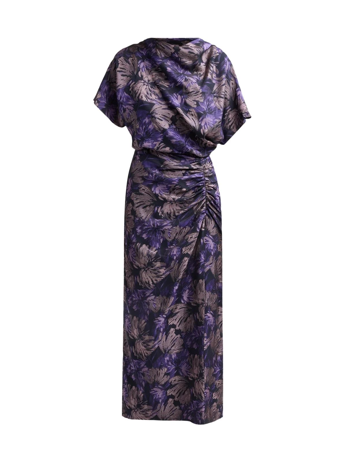 Women's Floral Jacquard Draped Midi Dress Women's Floral Jacquard Draped Midi Dress