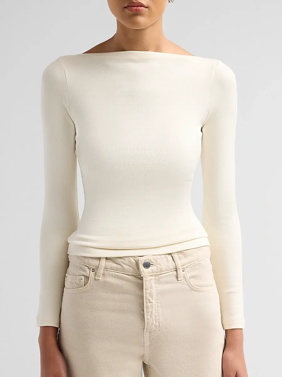 Ralph Lauren Collection Women's Marybeth Rib-Knit Stretch-Silk Top | Thumbnail 5