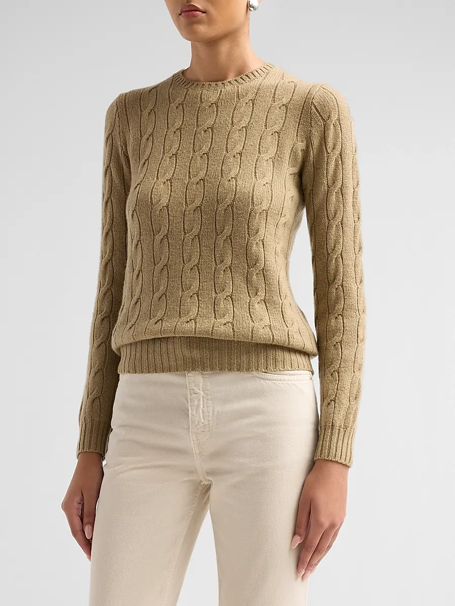 Ralph Lauren Collection Women's Cable-Knit Cashmere Crewneck Sweater | Thumbnail 4 Ralph Lauren Collection Women's Cable-Knit Cashmere Crewneck Sweater | Thumbnail 4