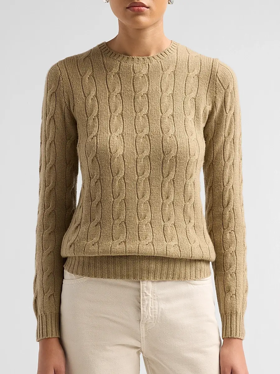 Ralph Lauren Collection Women's Cable-Knit Cashmere Crewneck Sweater | Thumbnail 5 Ralph Lauren Collection Women's Cable-Knit Cashmere Crewneck Sweater | Thumbnail 5