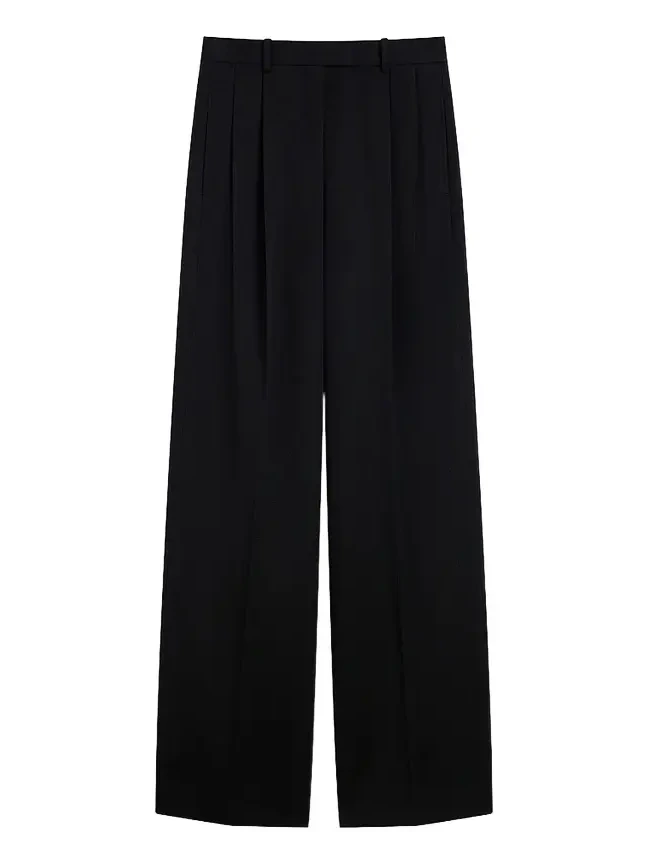 Women's Double Pleat Pants in Wool - Black Women's Double Pleat Pants in Wool - Black