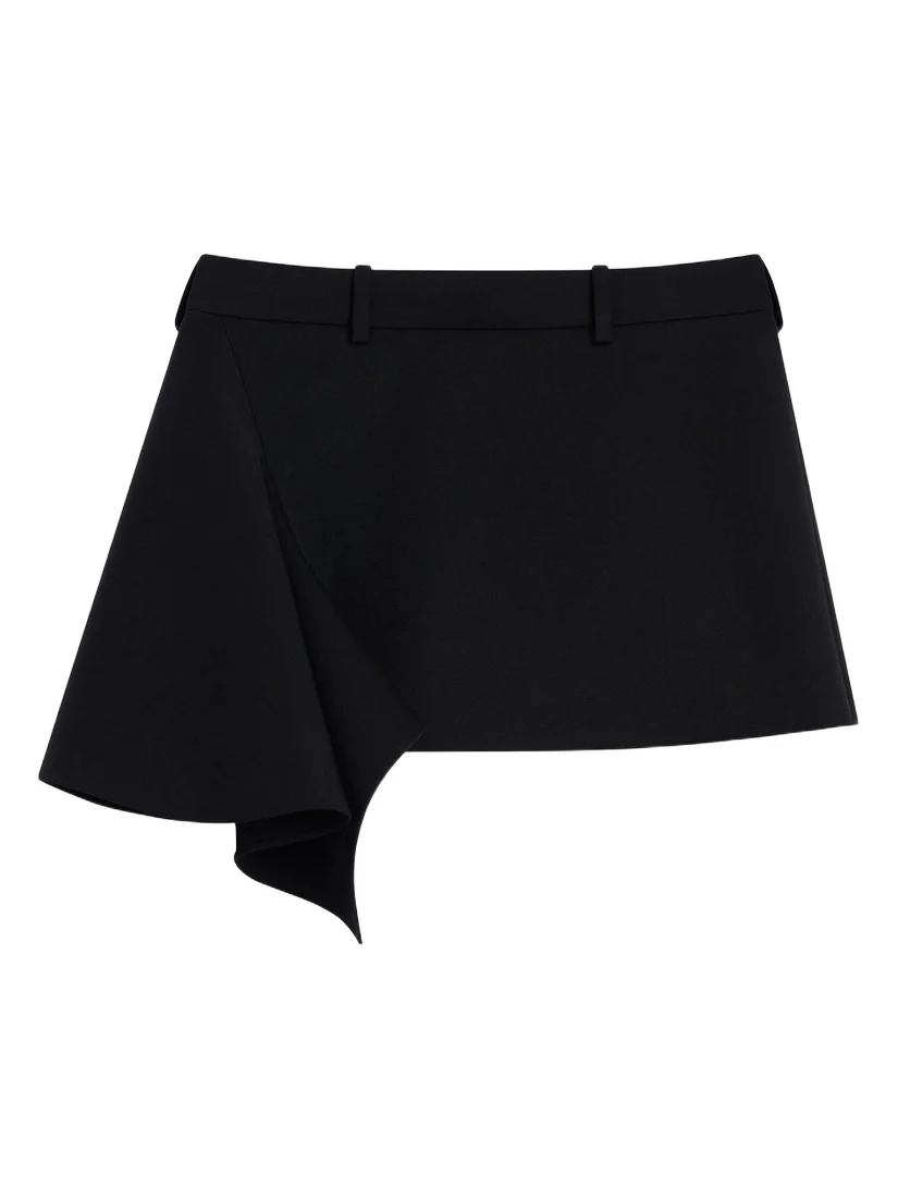 Women's Slashed Mini Skirt in Wool - Black Women's Slashed Mini Skirt in Wool - Black