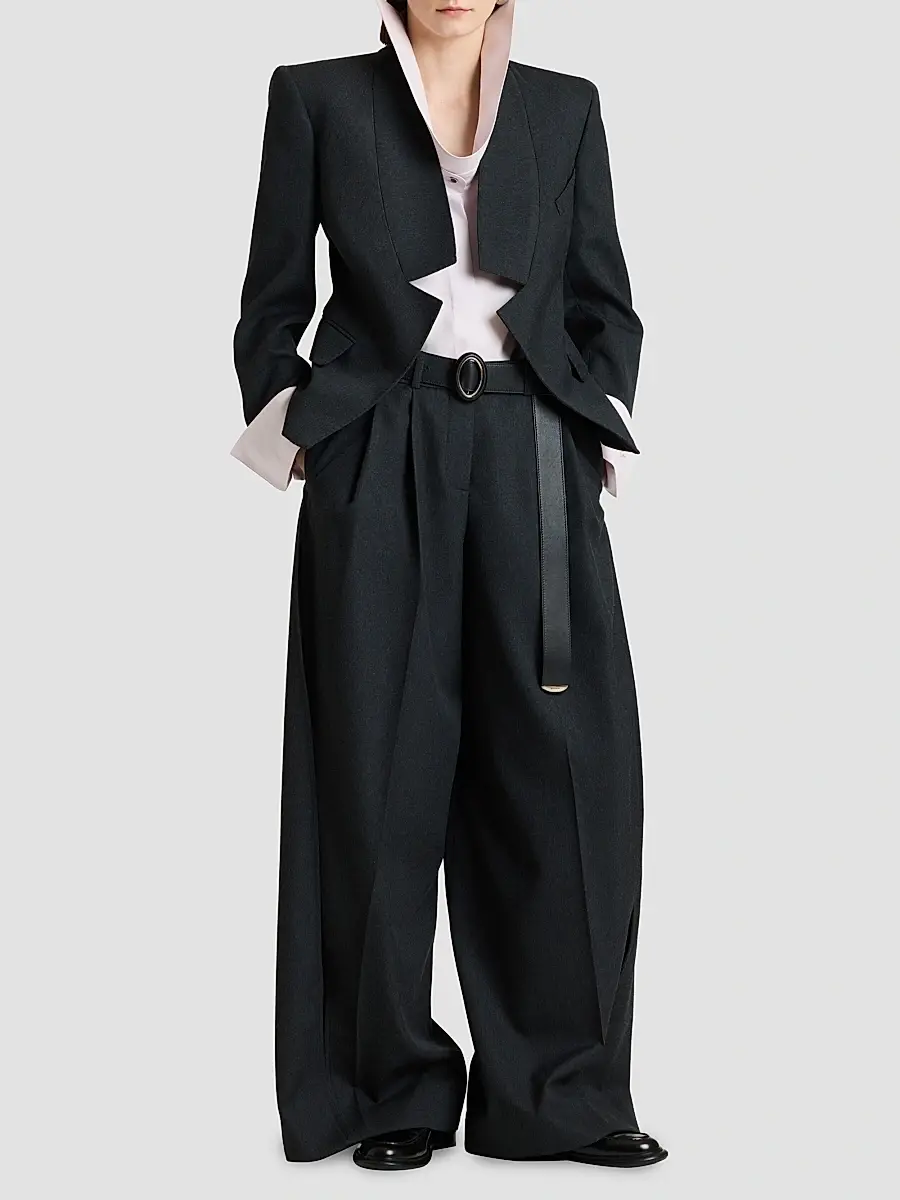 Givenchy Women's Reverse Lapel Blazer in Wool - Dark Grey | Thumbnail 2 Givenchy Women's Reverse Lapel Blazer in Wool - Dark Grey | Thumbnail 2