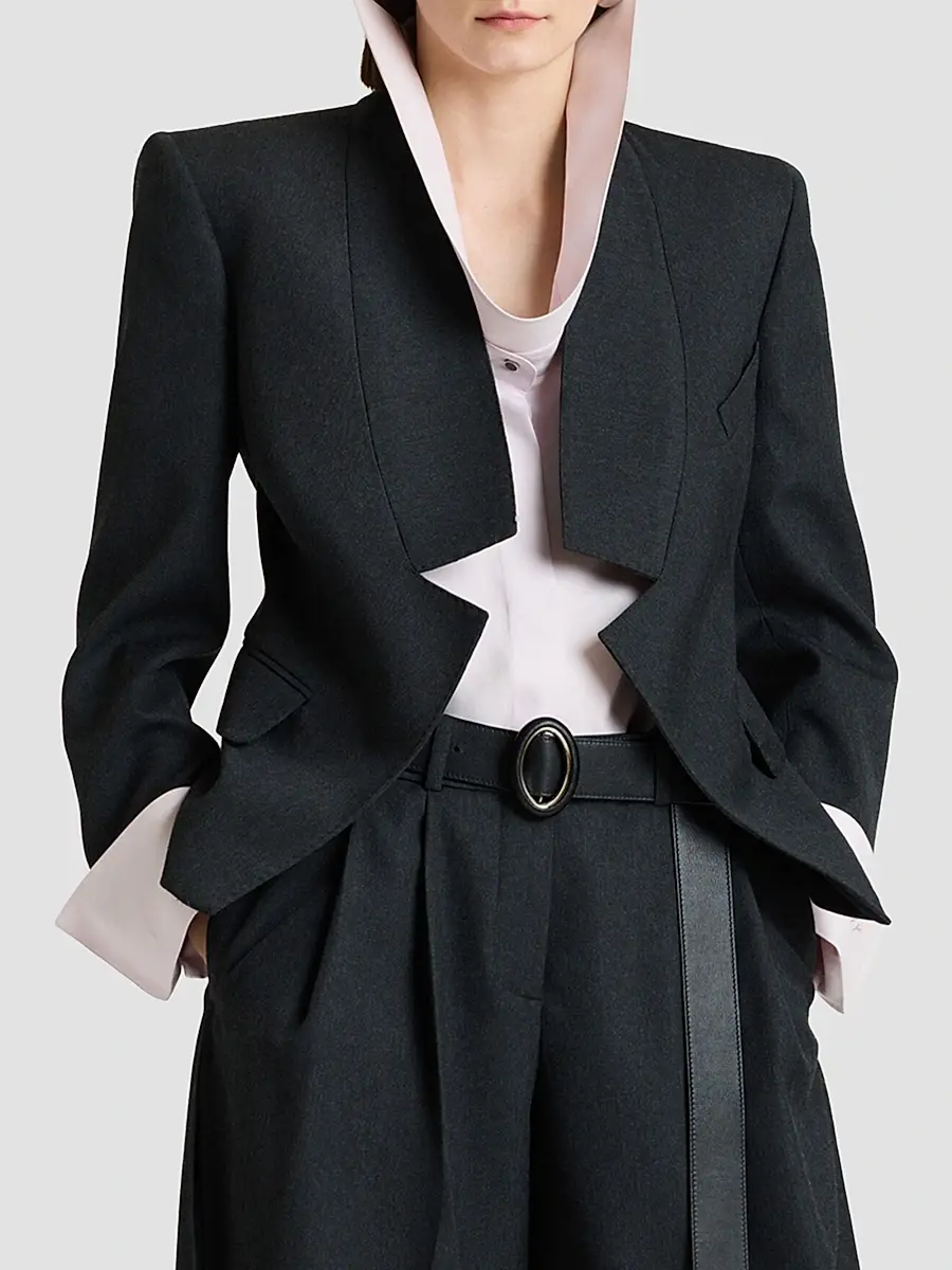 Givenchy Women's Reverse Lapel Blazer in Wool - Dark Grey | Thumbnail 5 Givenchy Women's Reverse Lapel Blazer in Wool - Dark Grey | Thumbnail 5