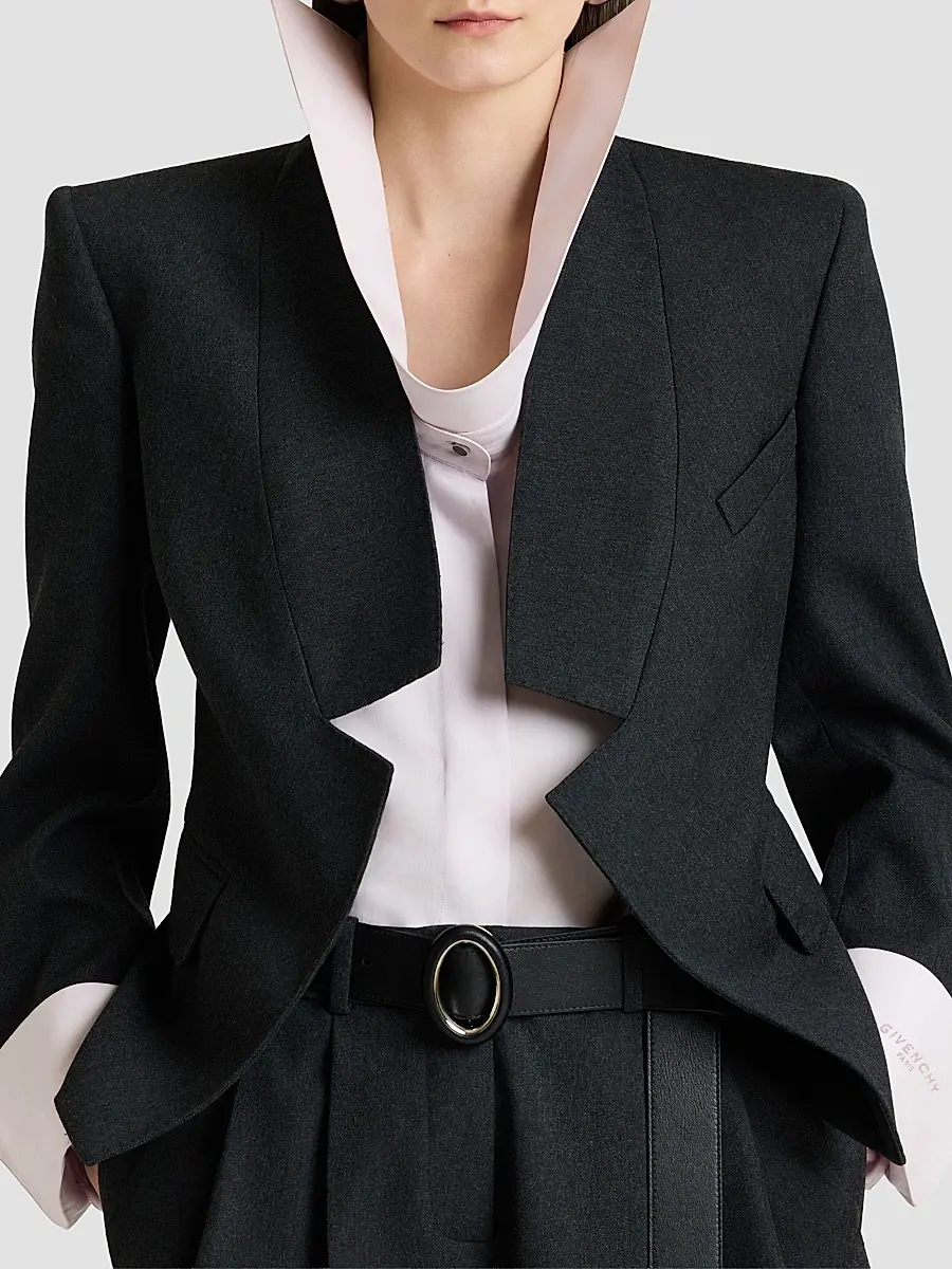 Givenchy Women's Reverse Lapel Blazer in Wool - Dark Grey | Thumbnail 7 Givenchy Women's Reverse Lapel Blazer in Wool - Dark Grey | Thumbnail 7