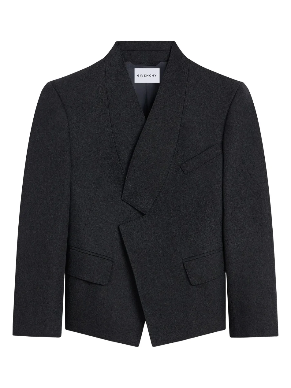 Givenchy Women's Reverse Lapel Blazer in Wool - Dark Grey