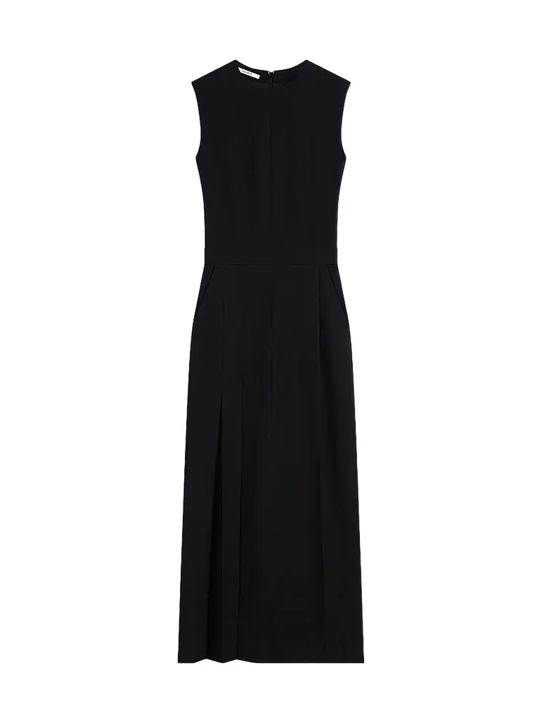 Women's Midi Dress in Wool - Black Women's Midi Dress in Wool - Black
