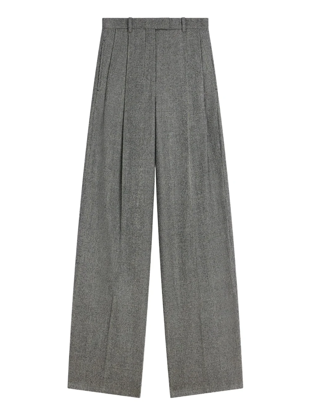 Givenchy Women's Double Pleat Checked Pants in Flannel - Grey Mix