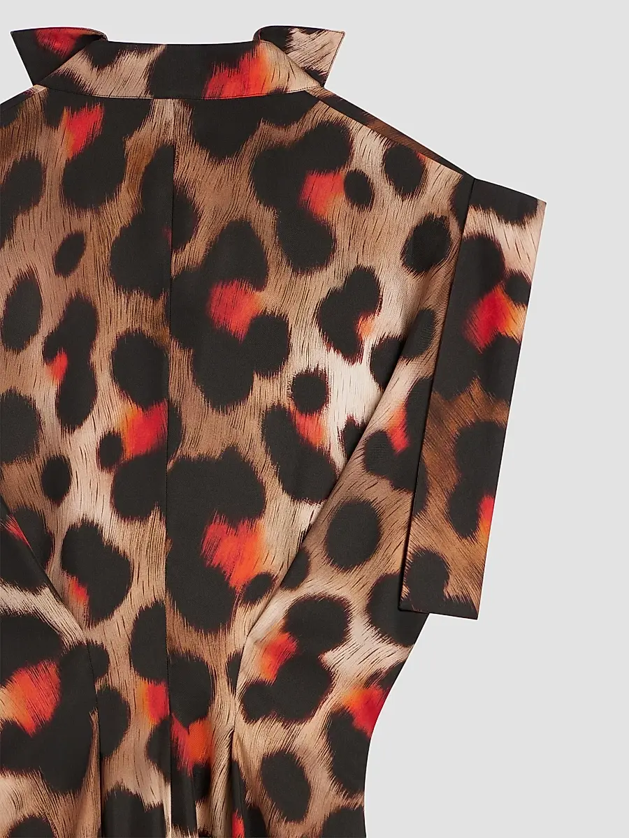 Givenchy Women's Shirt Dress in Leopard Silk with Deconstructed Collar | Thumbnail 5 Givenchy Women's Shirt Dress in Leopard Silk with Deconstructed Collar | Thumbnail 5