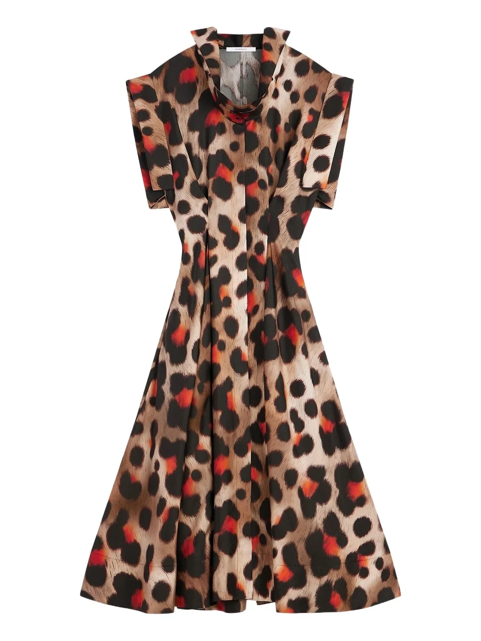 Givenchy Women's Shirt Dress in Leopard Silk with Deconstructed Collar - Brown Multi