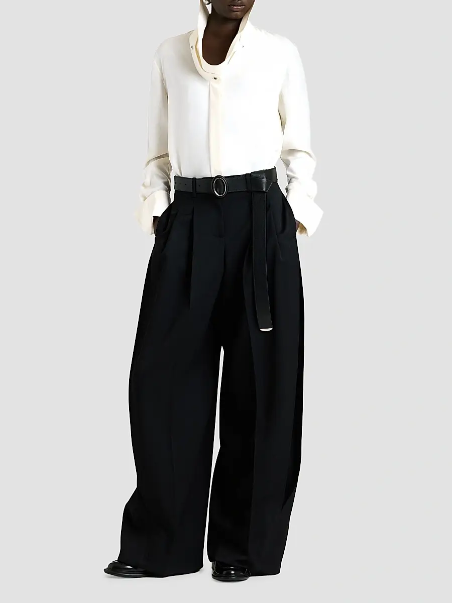 Givenchy Women's Shirt in Silk with Deconstructed Collar - Ecru | Thumbnail 2 Givenchy Women's Shirt in Silk with Deconstructed Collar - Ecru | Thumbnail 2