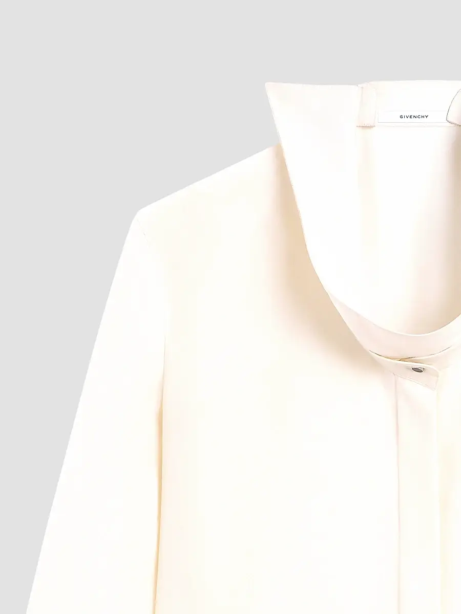 Givenchy Women's Shirt in Silk with Deconstructed Collar - Ecru | Thumbnail 4 Givenchy Women's Shirt in Silk with Deconstructed Collar - Ecru | Thumbnail 4