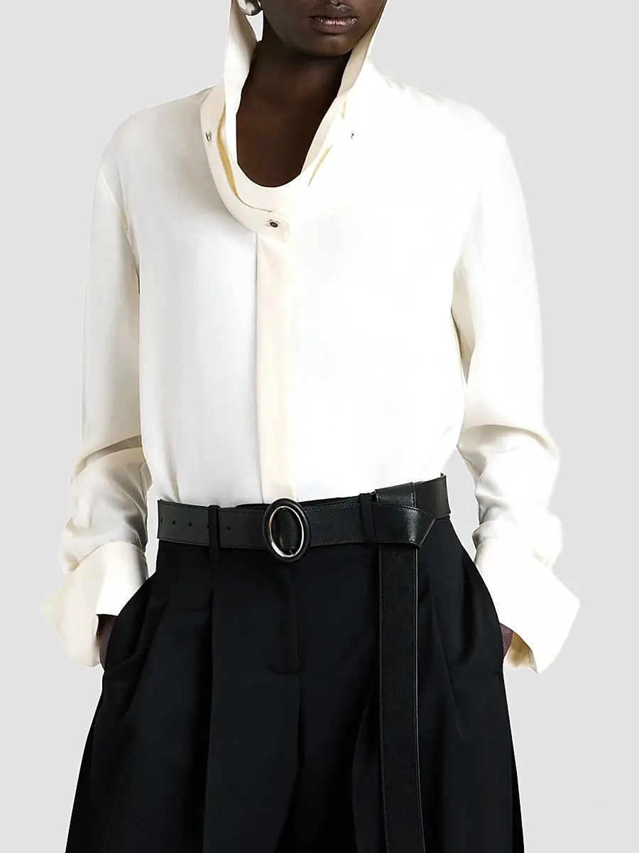 Givenchy Women's Shirt in Silk with Deconstructed Collar - Ecru | Thumbnail 6 Givenchy Women's Shirt in Silk with Deconstructed Collar - Ecru | Thumbnail 6