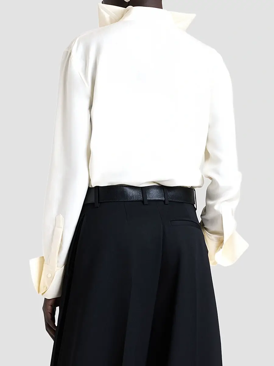 Givenchy Women's Shirt in Silk with Deconstructed Collar - Ecru | Thumbnail 8 Givenchy Women's Shirt in Silk with Deconstructed Collar - Ecru | Thumbnail 8
