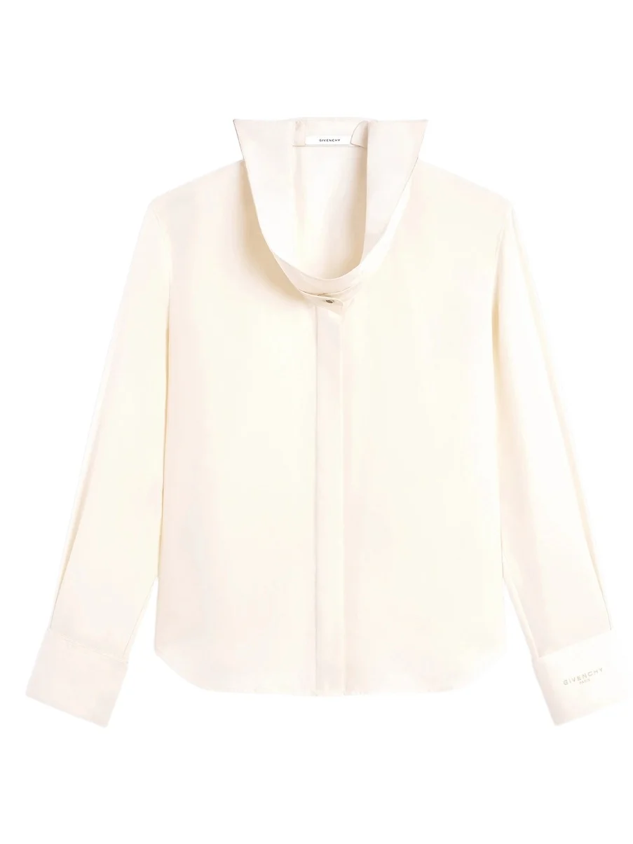 Givenchy Women's Shirt in Silk with Deconstructed Collar - Ecru