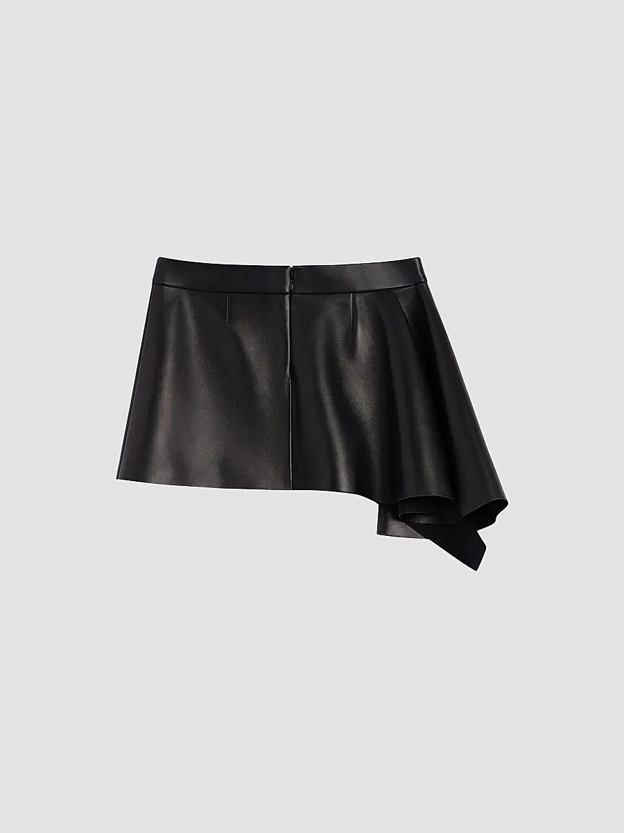 Givenchy Women's Slashed Mini Skirt in Leather - Black | Thumbnail 2