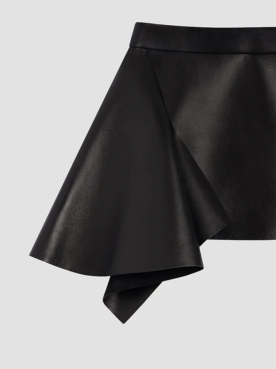 Givenchy Women's Slashed Mini Skirt in Leather - Black | Thumbnail 3