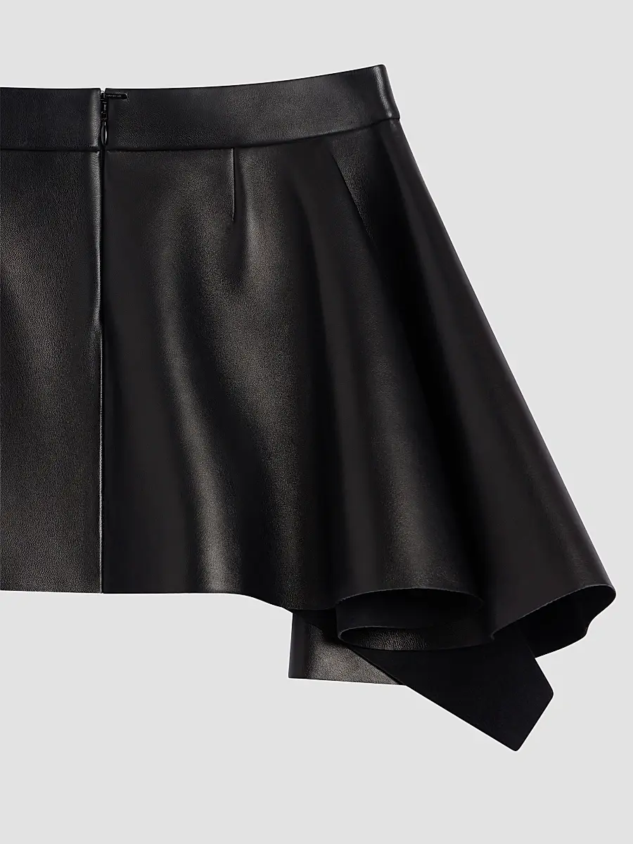 Givenchy Women's Slashed Mini Skirt in Leather - Black | Thumbnail 4