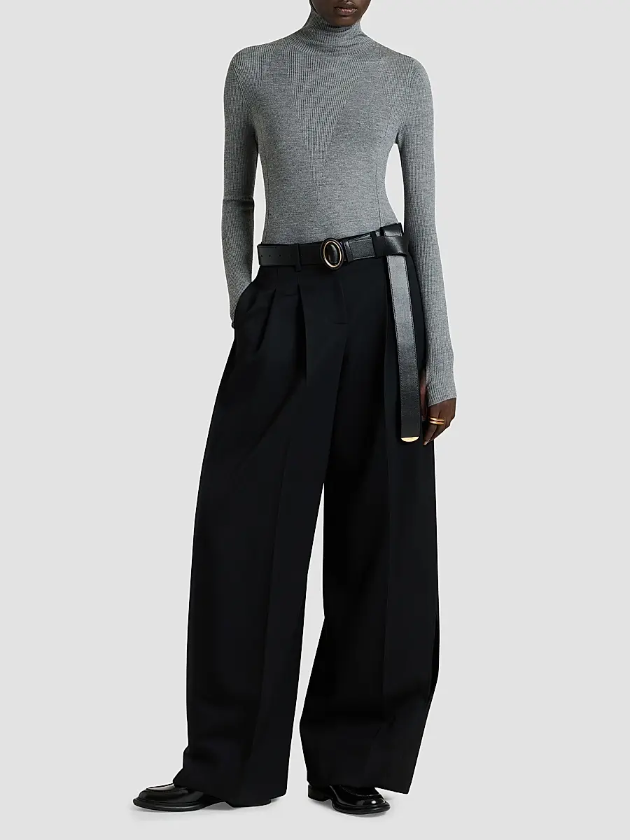 Givenchy Women's Turtleneck Sweater in Wool and Silk - Dark Grey | Thumbnail 2 Givenchy Women's Turtleneck Sweater in Wool and Silk - Dark Grey | Thumbnail 2