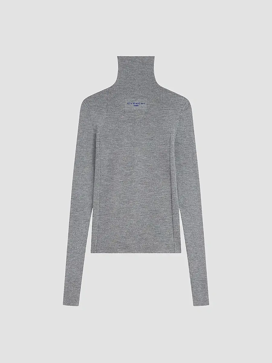 Givenchy Women's Turtleneck Sweater in Wool and Silk - Dark Grey | Thumbnail 3 Givenchy Women's Turtleneck Sweater in Wool and Silk - Dark Grey | Thumbnail 3