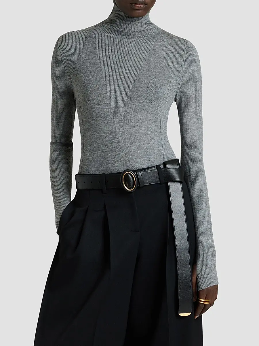 Givenchy Women's Turtleneck Sweater in Wool and Silk - Dark Grey | Thumbnail 4 Givenchy Women's Turtleneck Sweater in Wool and Silk - Dark Grey | Thumbnail 4