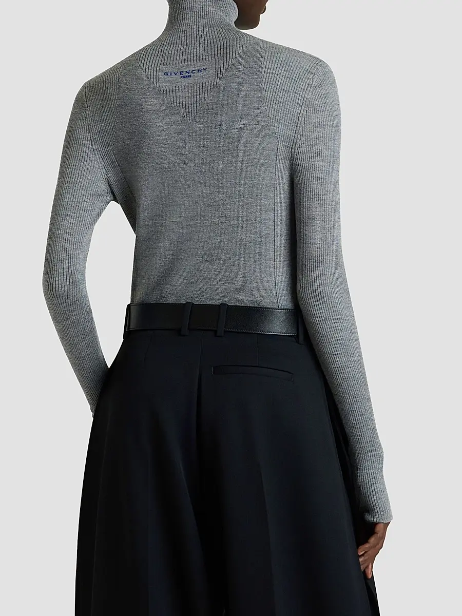 Givenchy Women's Turtleneck Sweater in Wool and Silk - Dark Grey | Thumbnail 5 Givenchy Women's Turtleneck Sweater in Wool and Silk - Dark Grey | Thumbnail 5
