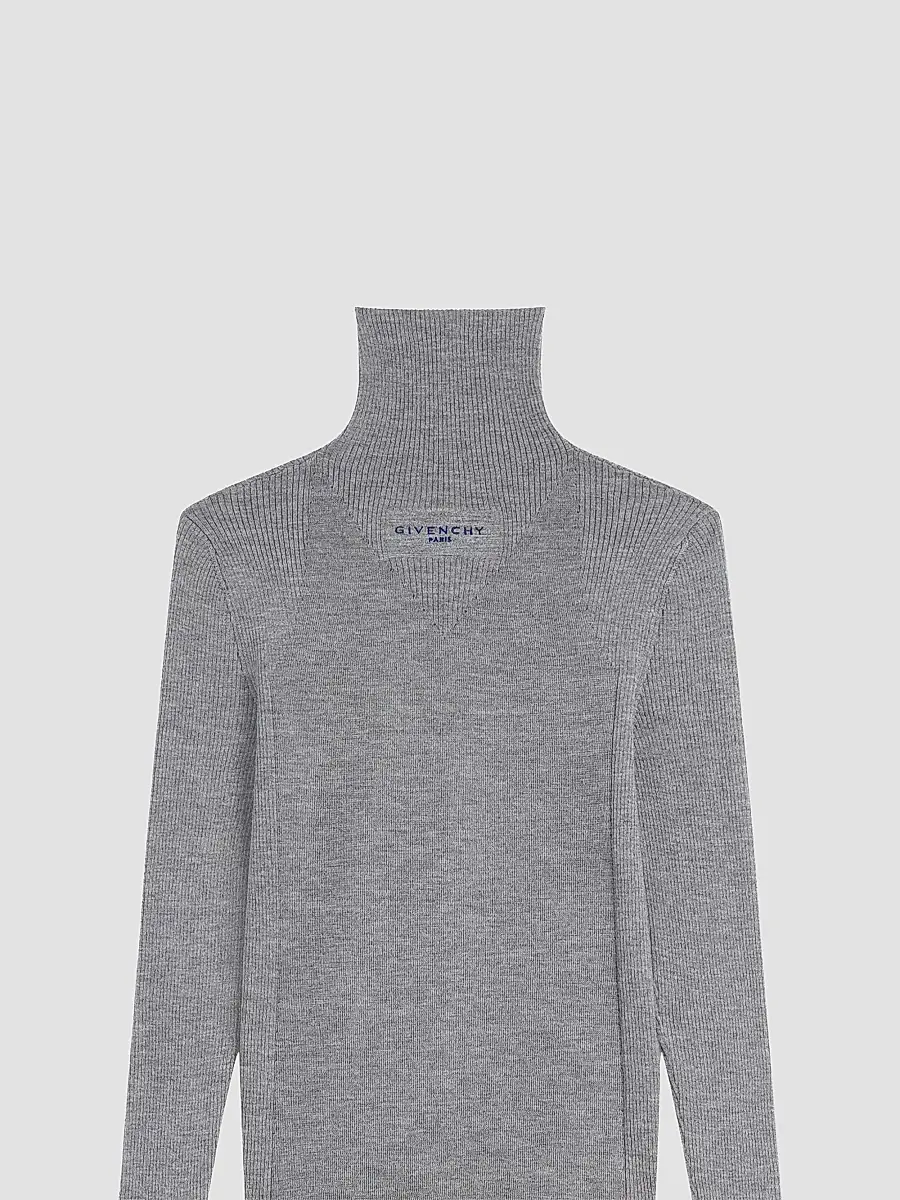 Givenchy Women's Turtleneck Sweater in Wool and Silk - Dark Grey | Thumbnail 6 Givenchy Women's Turtleneck Sweater in Wool and Silk - Dark Grey | Thumbnail 6