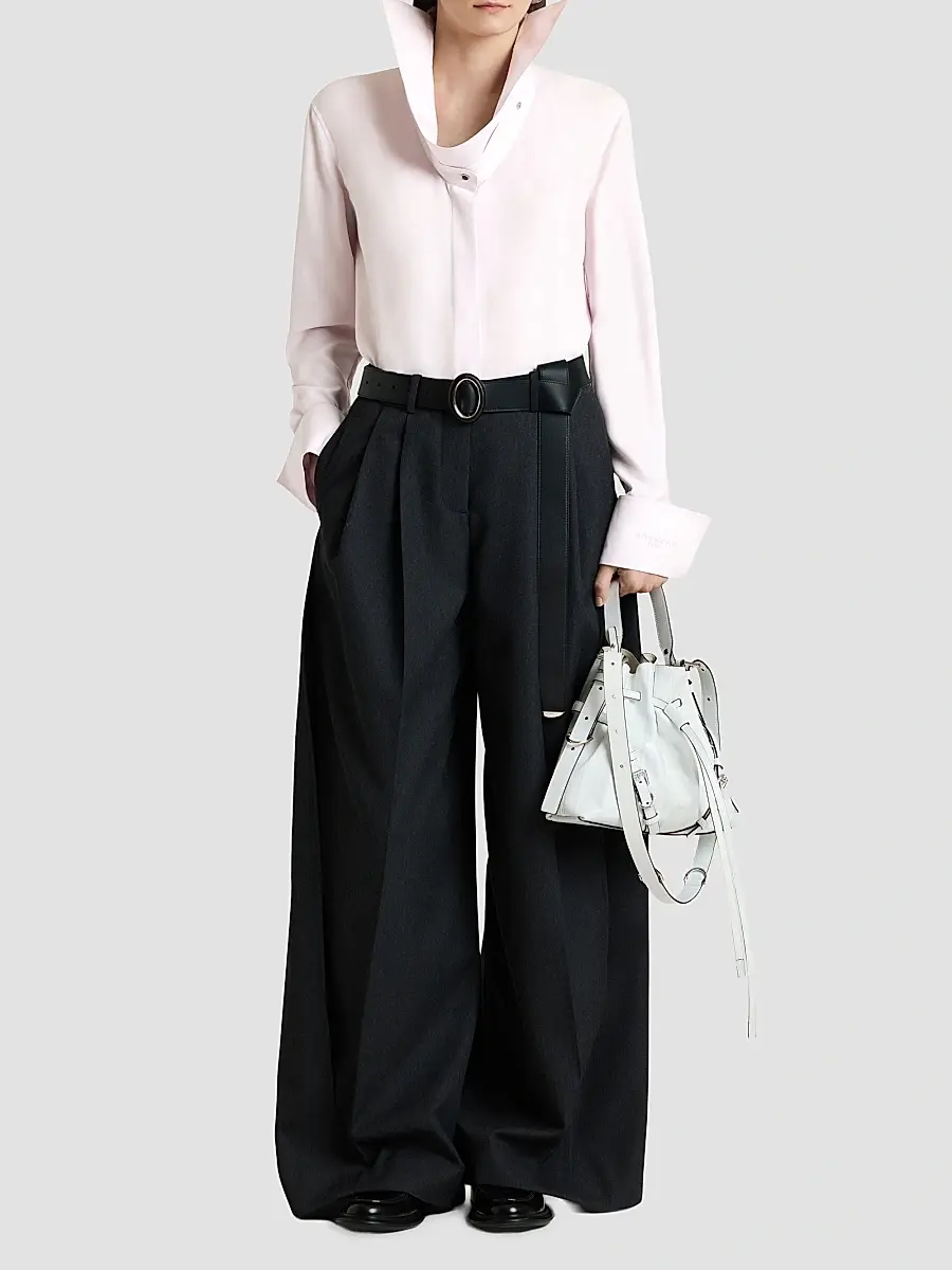 Givenchy Women's Shirt in Silk with Deconstructed Collar - Light Pink | Thumbnail 2 Givenchy Women's Shirt in Silk with Deconstructed Collar - Light Pink | Thumbnail 2