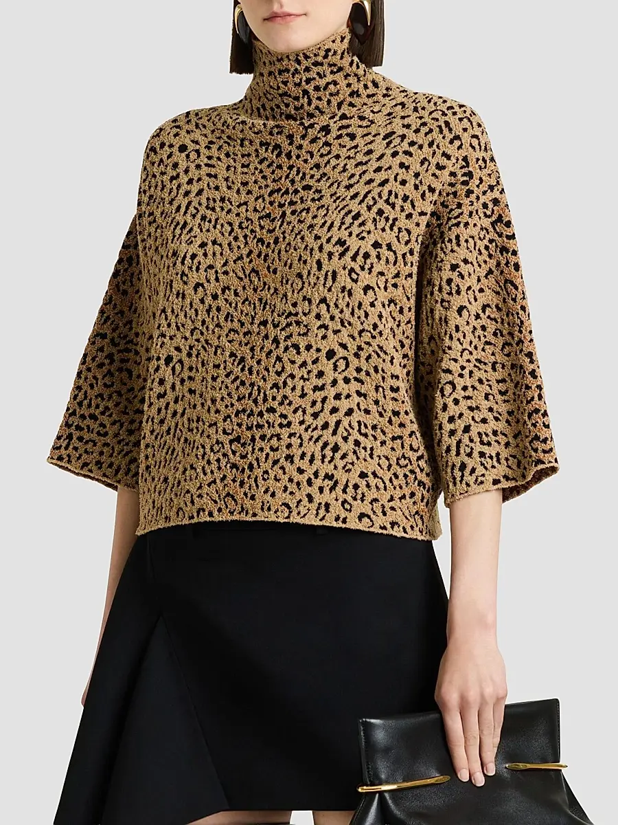 Givenchy Women's Top in Leopard Jacquard - Beige Brown | Thumbnail 4 Givenchy Women's Top in Leopard Jacquard - Beige Brown | Thumbnail 4