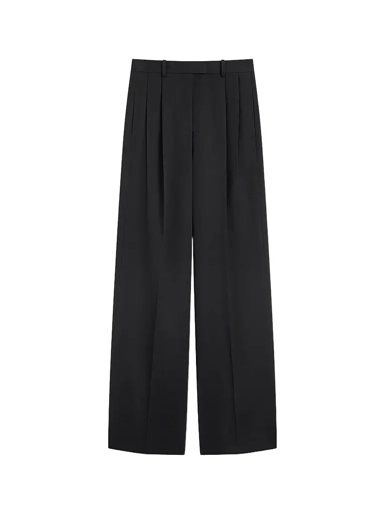 Women's Double Pleat Pants in Wool - Dark Grey Women's Double Pleat Pants in Wool - Dark Grey