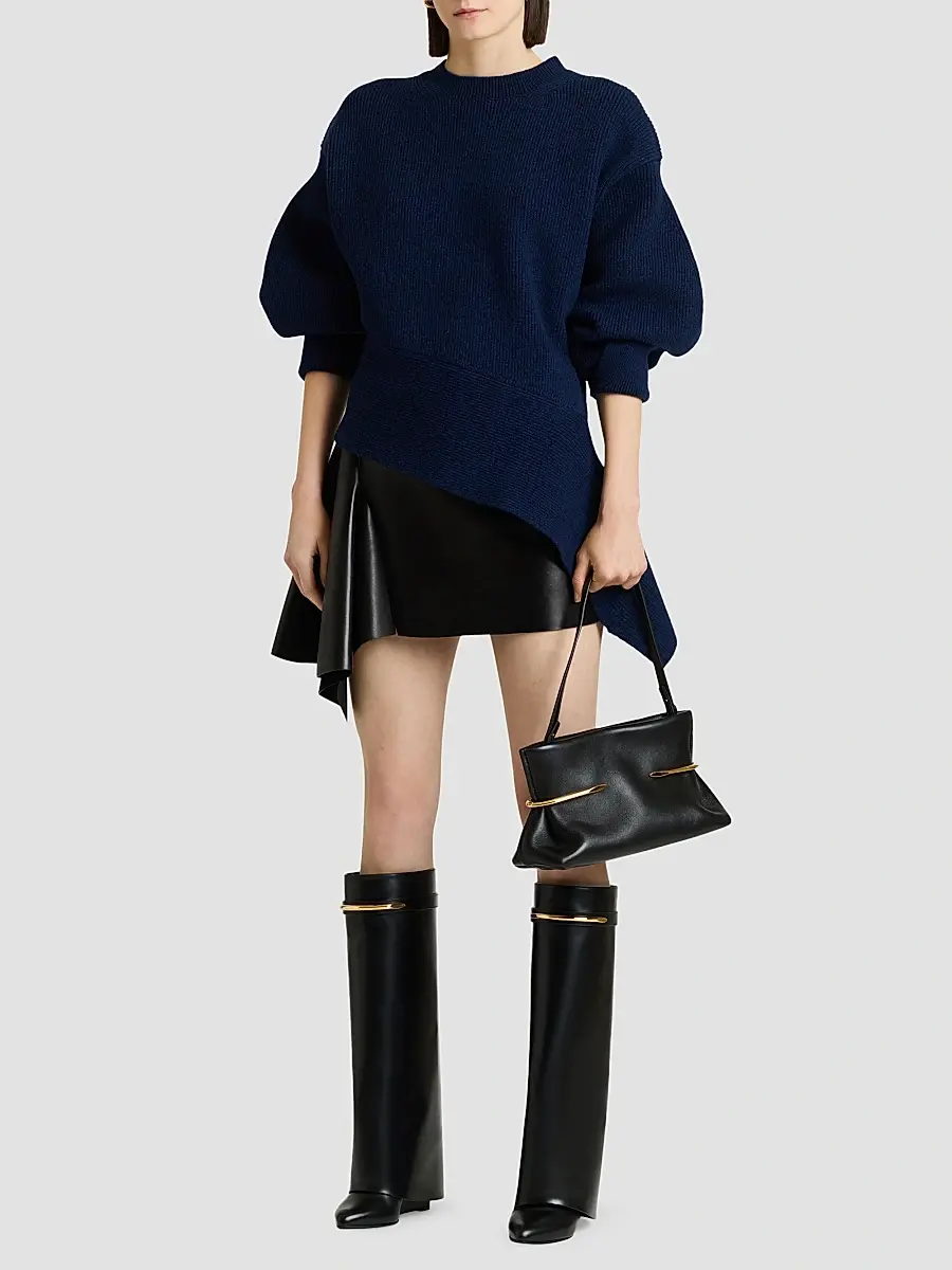 Givenchy Women's Asymmetric Sweater in Wool and Cashmere - Cobalt Blue | Thumbnail 2 Givenchy Women's Asymmetric Sweater in Wool and Cashmere - Cobalt Blue | Thumbnail 2