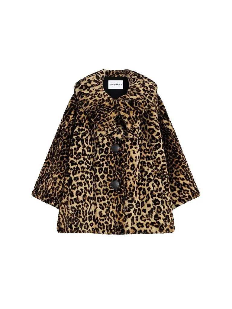 Givenchy Women's Short Coat in Leopard Faux Fur - Beige Camel | Image 1 Givenchy Women's Short Coat in Leopard Faux Fur - Beige Camel | Image 1