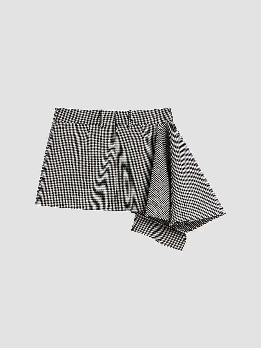 Givenchy Women's Slashed Mini Skirt in Houndstooth Wool and Mohair - Black White | Thumbnail 2 Givenchy Women's Slashed Mini Skirt in Houndstooth Wool and Mohair - Black White | Thumbnail 2