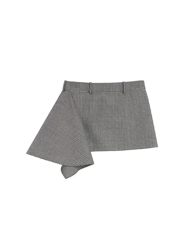 Givenchy Women's Slashed Mini Skirt in Houndstooth Wool and Mohair - Black White | Image 1 Givenchy Women's Slashed Mini Skirt in Houndstooth Wool and Mohair - Black White | Image 1