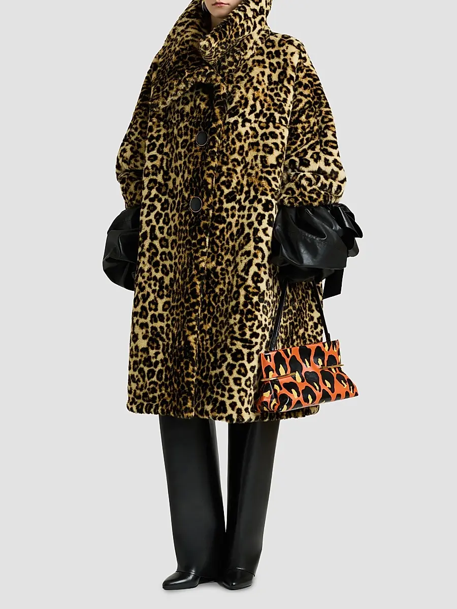 Givenchy Women's Long Coat in Leopard Print - Beige Camel | Thumbnail 2 Givenchy Women's Long Coat in Leopard Print - Beige Camel | Thumbnail 2
