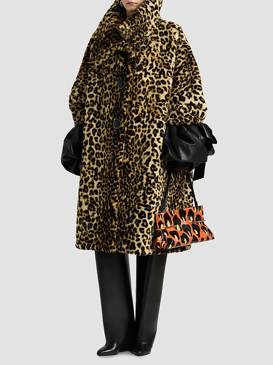 Givenchy Women's Long Coat in Leopard Print - Beige Camel | Thumbnail 6 Givenchy Women's Long Coat in Leopard Print - Beige Camel | Thumbnail 6