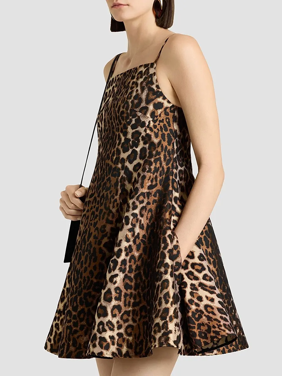 Givenchy Women's Sliced Mini Dress in Leopard Jacquard | Thumbnail 3