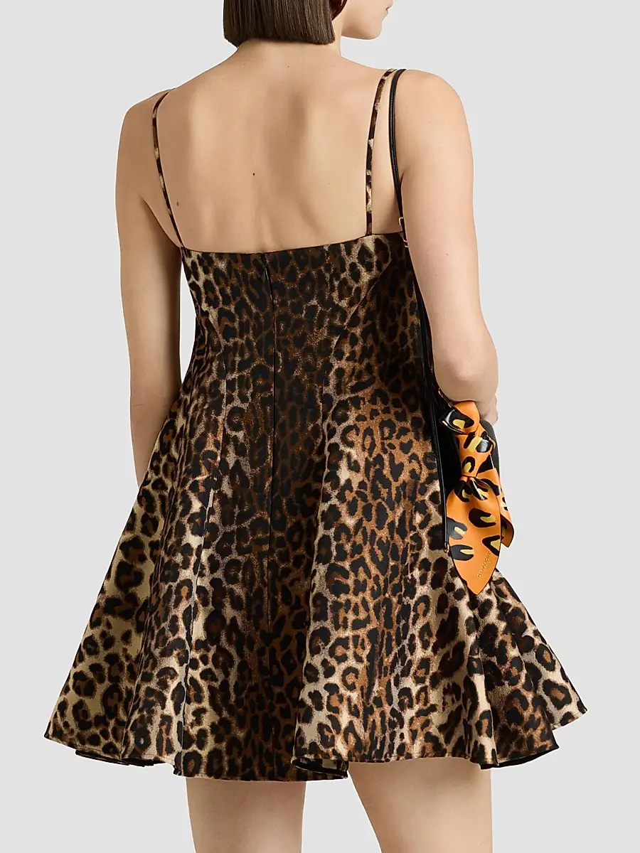 Givenchy Women's Sliced Mini Dress in Leopard Jacquard | Thumbnail 4