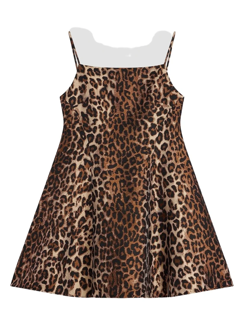 Givenchy Women's Sliced Mini Dress in Leopard Jacquard - Brown
