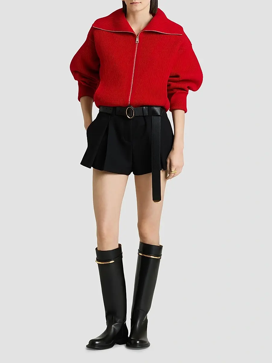 Givenchy Women's Zipped Cardigan in Wool and Cashmere - Red | Thumbnail 2 Givenchy Women's Zipped Cardigan in Wool and Cashmere - Red | Thumbnail 2