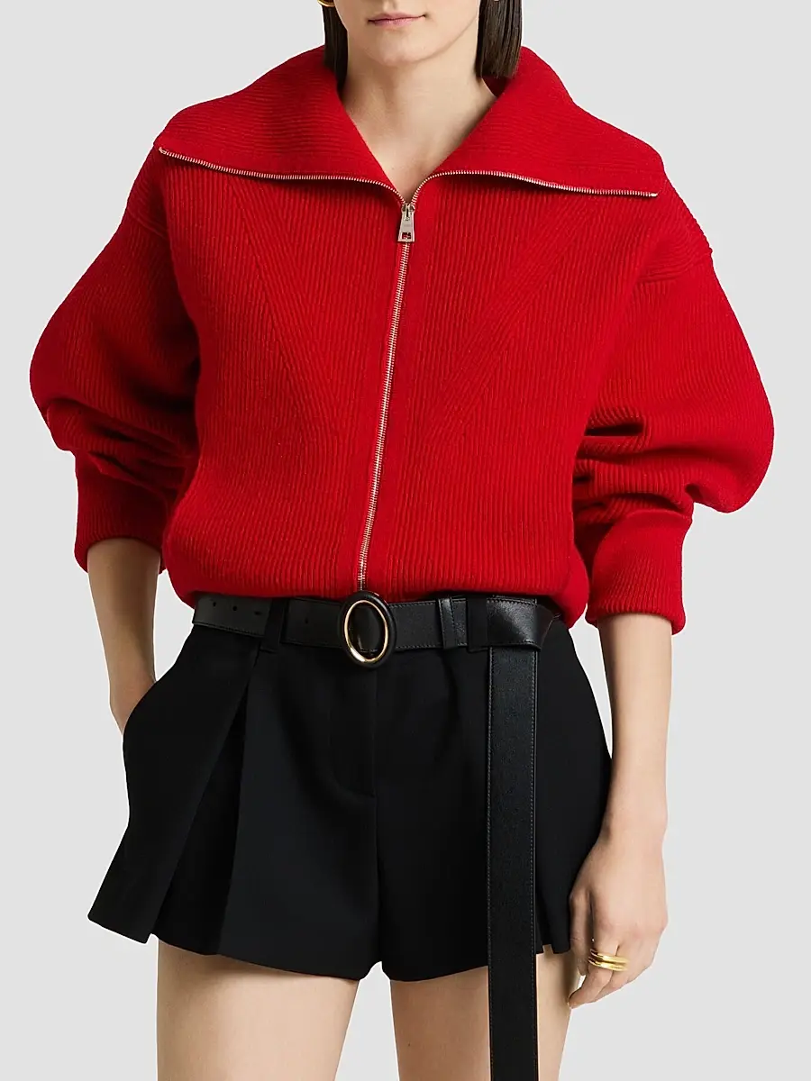 Givenchy Women's Zipped Cardigan in Wool and Cashmere - Red | Thumbnail 4 Givenchy Women's Zipped Cardigan in Wool and Cashmere - Red | Thumbnail 4