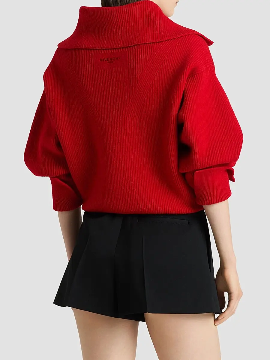 Givenchy Women's Zipped Cardigan in Wool and Cashmere - Red | Thumbnail 5 Givenchy Women's Zipped Cardigan in Wool and Cashmere - Red | Thumbnail 5