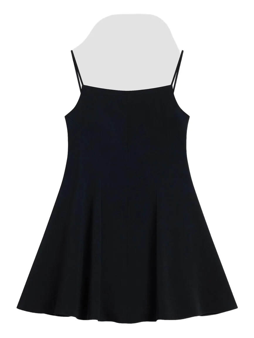 Women's Sliced Mini Dress in Crepe Cady - Black