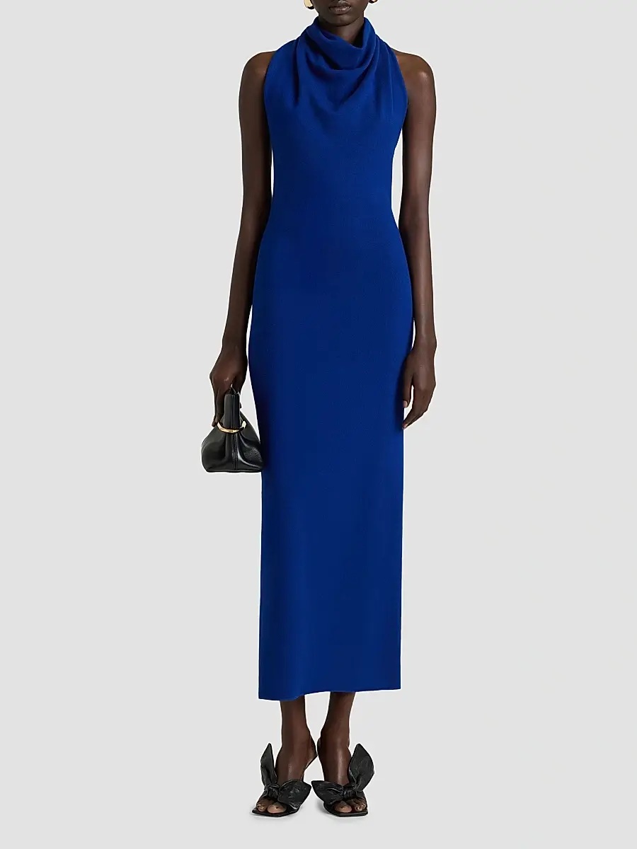 Givenchy Women's Long Draped Dress in Wool | Thumbnail 3