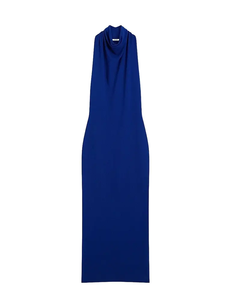 Women's Long Draped Dress in Wool Women's Long Draped Dress in Wool