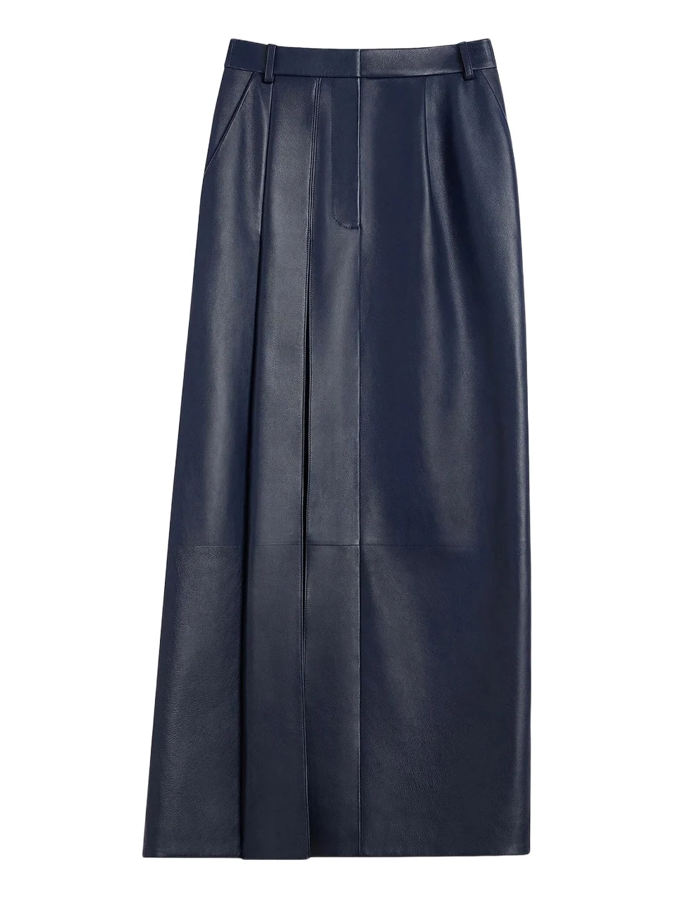 Givenchy Women's Slashed Midi Skirt in Leather - Navy