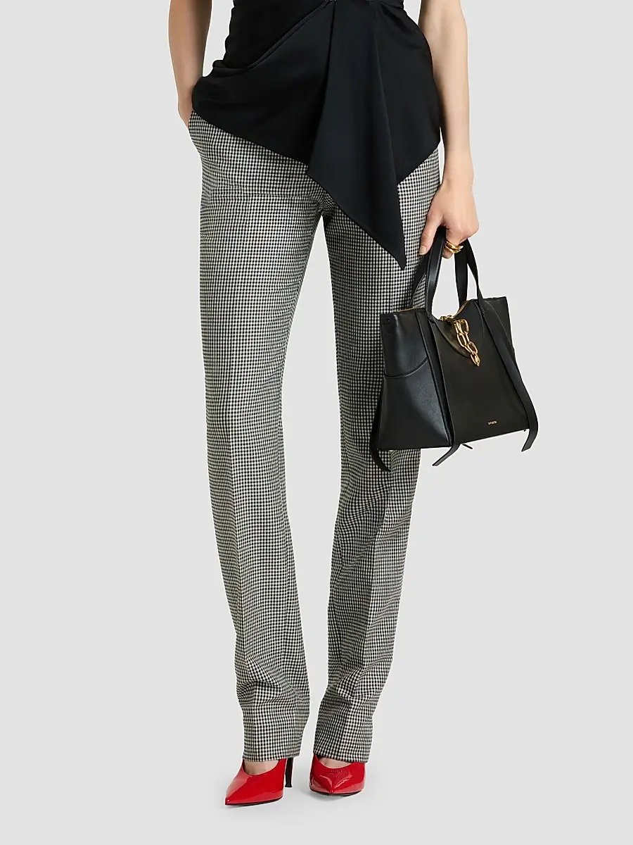 Givenchy Women's Cigarette Pants in Houndstooth Wool and Mohair - Black White | Thumbnail 5