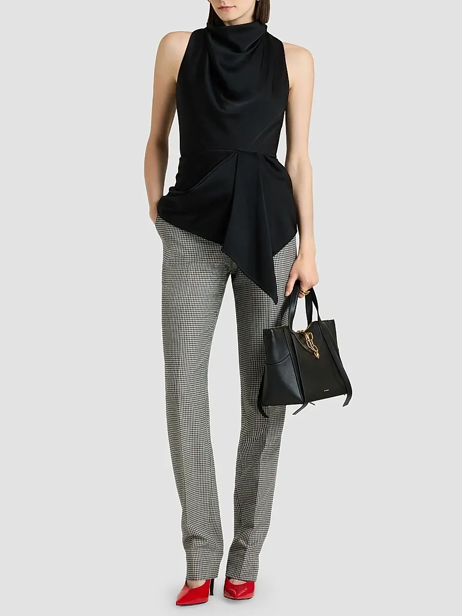 Givenchy Women's Cigarette Pants in Houndstooth Wool and Mohair - Black White | Thumbnail 8