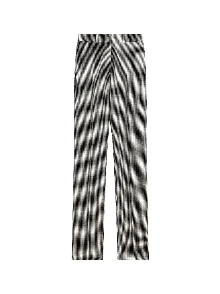 Women's Cigarette Pants in Houndstooth Wool and Mohair - Black White Women's Cigarette Pants in Houndstooth Wool and Mohair - Black White