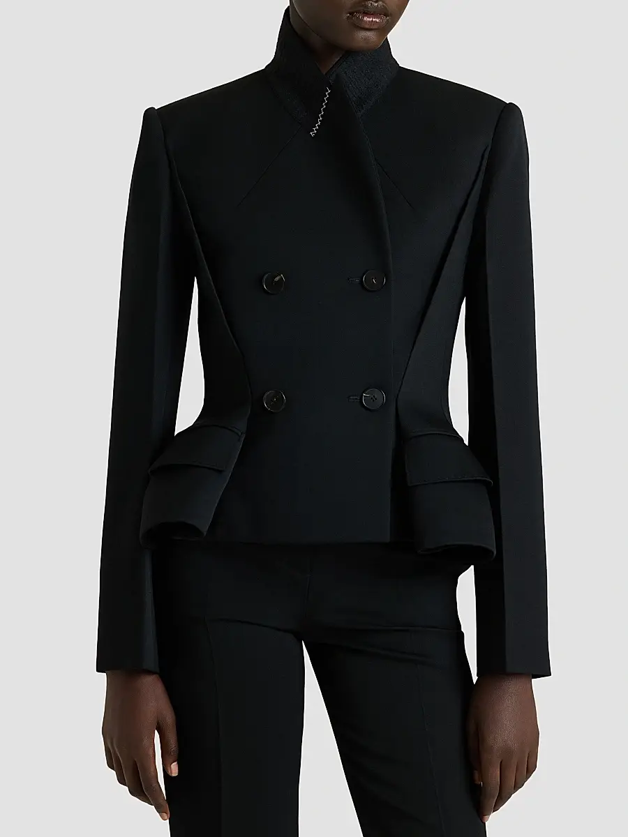 Givenchy Women's Pinch Double-Breasted Jacket in Wool - Black | Thumbnail 3